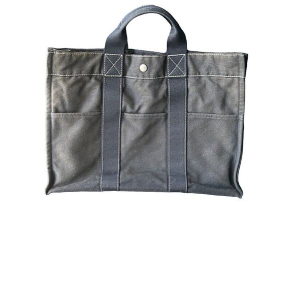 Hermès Toile Fourre-Tout MM* BLACK in VERY good‎ condition! DEAL ALERT COA - Picture 2 of 16